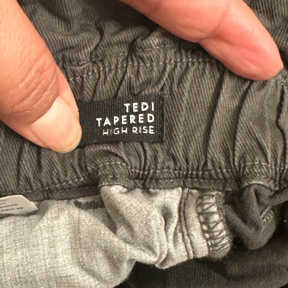 Veronica Beard Tedi Tapered High Rise Button Fly/ Paperbag Jeans in Army Green - Picture 14 of 14